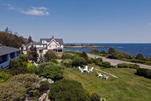 an aerial view of a house and the ocean at Cape Arundel Inn and Resort in Kennebunkport