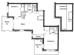 Appartement Les Saisies, 3 pièces, 8 personnes - FR-1-293-83の見取り図または間取り図