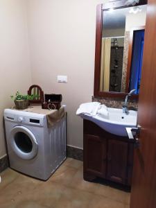 a bathroom with a washing machine and a sink at MyParadise-Farm Villa in the centre of South Crete in Kalamaki Heraklion