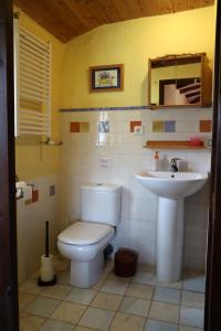 a bathroom with a toilet and a sink at B&B Casa Rural Mas de las Tapias in Valderrobres +13 photos