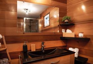 a bathroom with a sink and a mirror at Appartement Vue Lac in Malbuisson