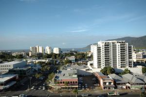 a large city with a large building at Cairns Central Plaza Apartment Hotel in Cairns