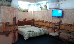 a bedroom with a bed and a tv and a table at Guesthouse Star Georgia in Tbilisi City