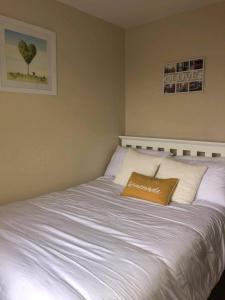 a white bed with a pillow on top of it at Luí na Gréine in Gweedore