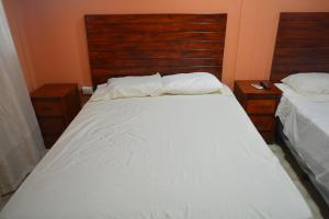 Tempat tidur dalam kamar di Apartamentos y Hostal RUDON #1