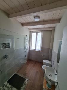 a bathroom with a shower and a toilet at Alloggi di porta po in Cremona +13 photos