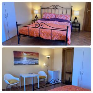 Schlafzimmer mit einem Bett, einem Tisch und Stühlen in der Unterkunft B&B Bella Vista in Paggi