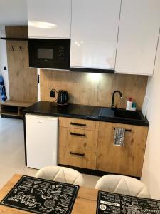 Kuchyň nebo kuchyňský kout v ubytování Apartamenty Chata u Rybaka