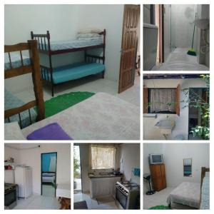 a group of four pictures of a room with bunk beds at Casa da Dona Dita in Paraty