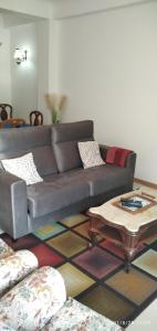 a living room with a couch and a coffee table at calmo e simpatico apartamento in Vila Praia de Âncora
