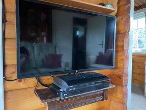 TV in/ali zabaviščno središče v nastanitvi Cosy 2 bedroom Log Cabin in Snowdonia Cabin151