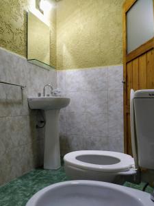 La salle de bains est pourvue de toilettes et d'un lavabo. dans l'établissement MI CASA APARTS, à Tunuyán