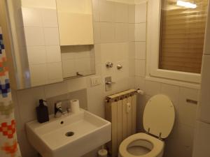 małą łazienkę z toaletą i umywalką w obiekcie IULM house w Mediolanie