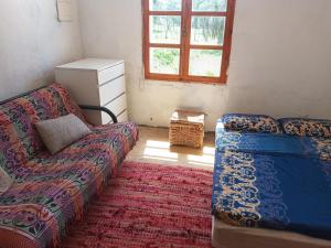 a living room with two couches and a window at Chacra marítima cerca del Cabo in Rincón de los Oliveras +10 photos