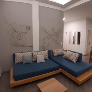 A seating area at Dimitra apartments koroni