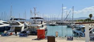 a group of boats docked in a marina at Latchi Area Apartments in Lachi