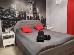 Кровать или кровати в номере Apertament KOSMOS