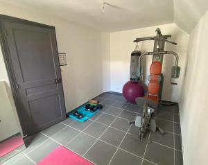 The fitness centre and/or fitness facilities at Pool house-L'hirondelle de Sermizelles- grand jardin, calme et nature aux portes du Morvan