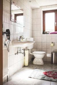 a bathroom with a sink and a toilet at Casa Melissa in Schönberg im Stubaital