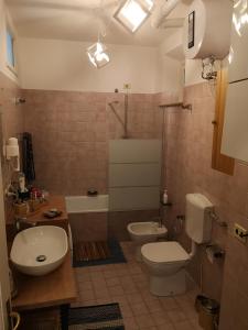 a bathroom with a toilet and a sink at Bike Civico 17 AFFITTA CAMERE in Venzone