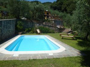 a swimming pool in a yard with a house at Fattoria Ceragioli in Camaiore