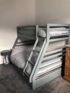 a bedroom with a bunk bed with a ladder at Cosy Haven in South Shields