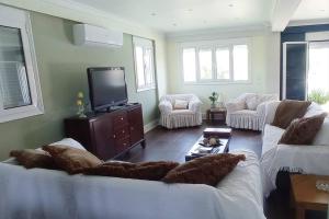 Televízia a/alebo spoločenská miestnosť v ubytovaní Villa IRENE Evia, 4 bdr, Pool, 500m to Beach