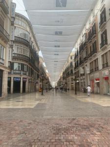 un grand bâtiment avec plafond dans une rue dans l'établissement APTO CARRETERIAS MALAGA CENTRO, à Malaga