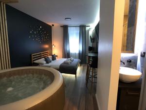 Posteľ alebo postele v izbe v ubytovaní Apartment Zagreb Jacuzzi