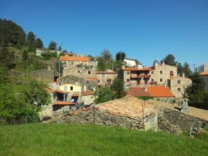 a group of buildings on a hill with green grass at Casas do Pastor in Seia