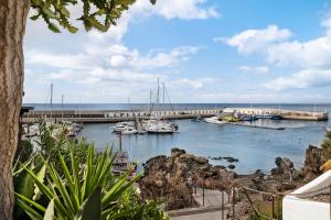 un puerto deportivo con barcos en el agua y un puente en Gran Suite Horizonte, en Puerto del Carmen