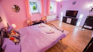 Televízia a/alebo spoločenská miestnosť v ubytovaní Apartamenty Niebo
