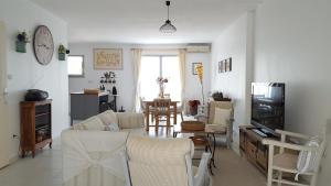 sala de estar con sofá y TV en Provence Luberon Goult Gite Mafasuza, en Goult