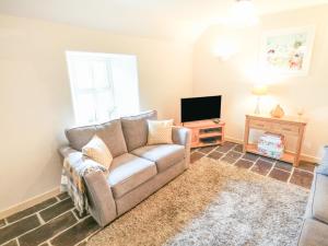 sala de estar con sofá y TV en Lakeside Cottage en Boyle