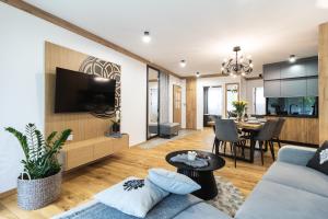 Televízia a/alebo spoločenská miestnosť v ubytovaní Mountain Apartments Bogdańskiego Residence