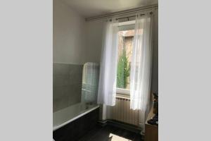 a bathroom with a shower and a window with a tub at Avignon centre ville appartement T3 meublé 2 chambres in Avignon
