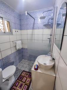 a bathroom with a toilet and a sink and a shower at MOOKSQUARE NS SPOT in Douala