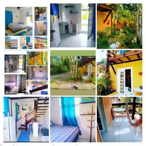 a collage of different pictures of different houses at SUITES E CHALES PRIVADOS Rock's&Rose's home in Camburi