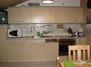 a kitchen with a sink and a microwave at Haus-Spannbauer-Wohnung-Dreisessel in Altreichenau