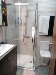 un bagno con doccia, wc e lavandino di Casinha da Mó a Vieira do Minho Altre 30 foto