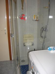 a shower with a glass door in a bathroom at Bozen Mitte in Bolzano