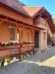 une maison avec des fleurs sur son côté dans l'établissement Casa EMY, à Praid