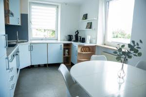 Kuchyň nebo kuchyňský kout v ubytování Schöne Ferienwohnung in Oberkotzau am Fichtelgebirge + 29 fotografií