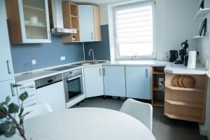 Kuchyň nebo kuchyňský kout v ubytování Schöne Ferienwohnung in Oberkotzau am Fichtelgebirge