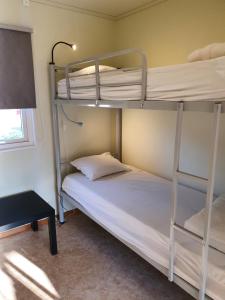Katil dua tingkat atau katil-katil dua tingkat dalam bilik di Solvändans Stugby