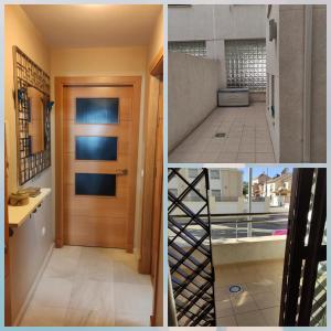 a collage of photos with a door and a kitchen at Apartamento Costa de la Luz in Rota