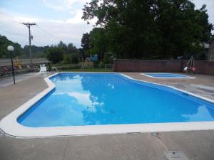 una gran piscina azul en un patio en Tazewell Motel, en Tazewell