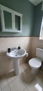 y baño con lavabo y aseo. en Tully View House en Donegal