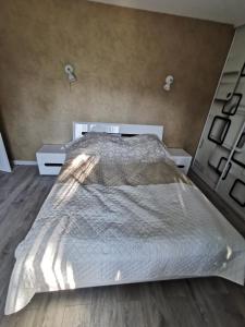 a bedroom with a large bed and two night stands at ALDO comfort in Ludza