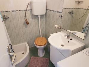 Un baño pequeño con inodoro y lavabo. en Villa Masha Brač, en Bobovišća